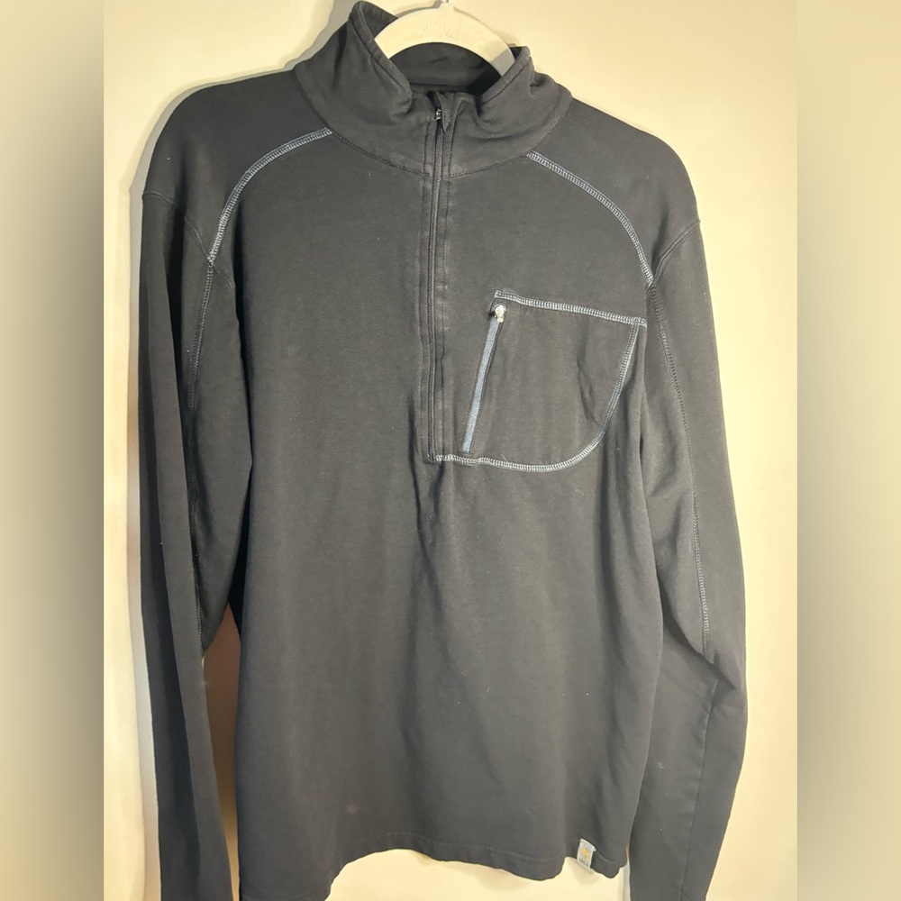 TASC Black Organiv‎ Quarter-Zip Pullover with Pocket Men’s Size L